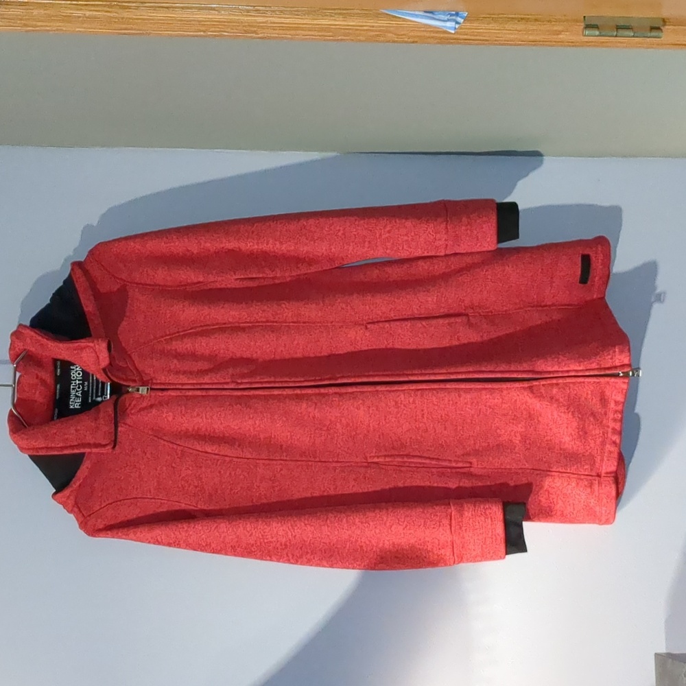 Kenneth Cole Reaction Long Sweater Fleece Jacket- dark pink- Medium